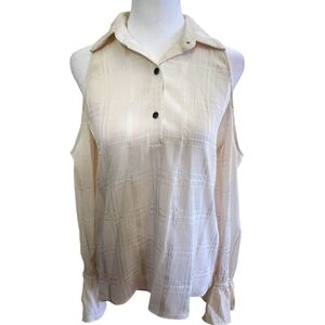 XS Waverley Grey Ivory Bell Sleeve Cold Shoulder Blouse